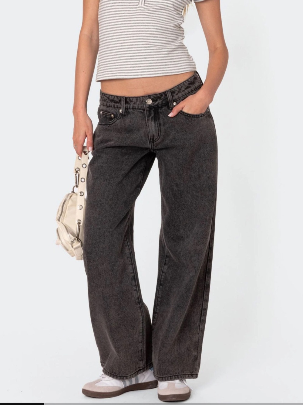 Edikted Petite Raelynn Washed Low Rise Jeans Size XS